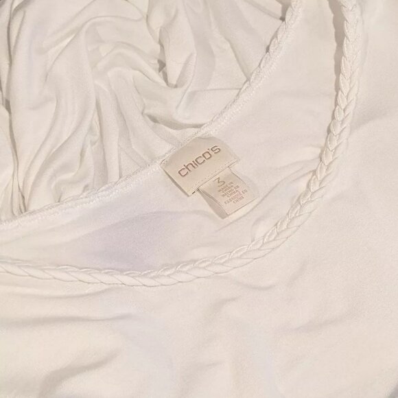 Chicos Womens Cold Shoulder Knit Tank Top White Size 3 Braided Long Flare Sleeve - Picture 5 of 5